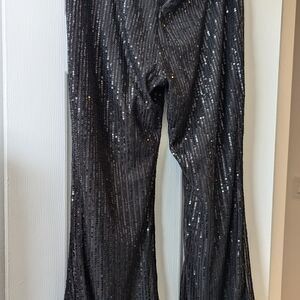 Black Sequin Flare Pants